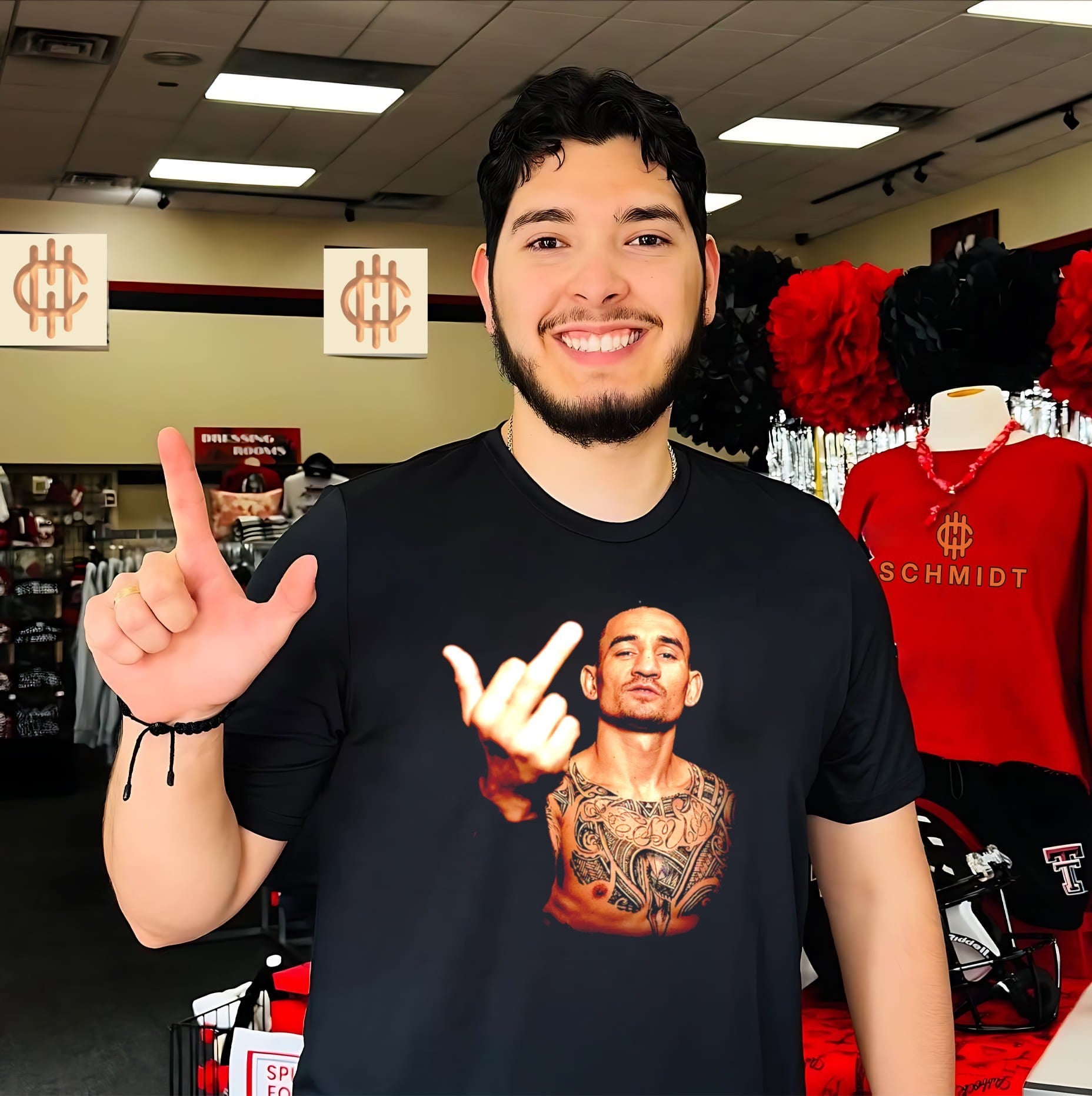 Max Holloway UFC middle finger graphic shirt