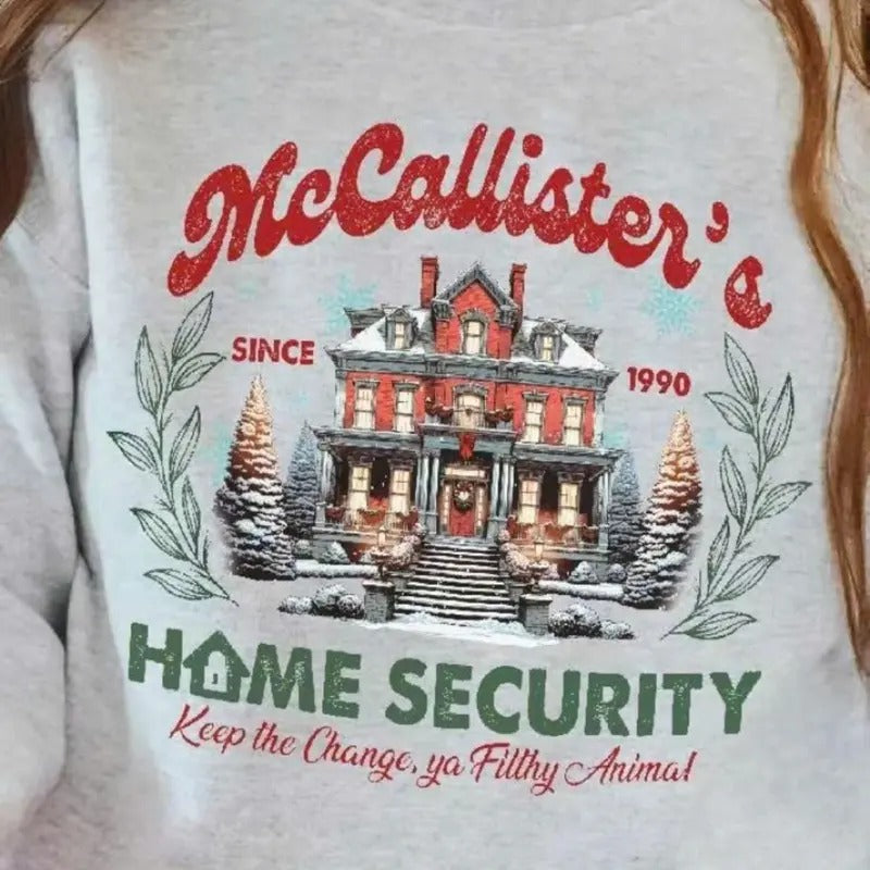 McCallister's Home Security Sweatshirt Unisex Apparel Relaxed Fit Printed In The USA Clothing Womenswear Casual and...