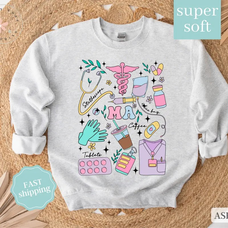 Medical Assistant Sweatshirt,  MA Crewneck, Gift for Medical Assistant T-Shirts, Hoodie | HypeDripTees.com