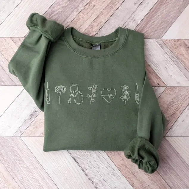 Medical Unisex Sweatshirt | Nurse Modern Minimalist Tee, Doctor RN Gift, Floral Minimal, Nicu, Picu, Dr Peds, L&D, MBU...