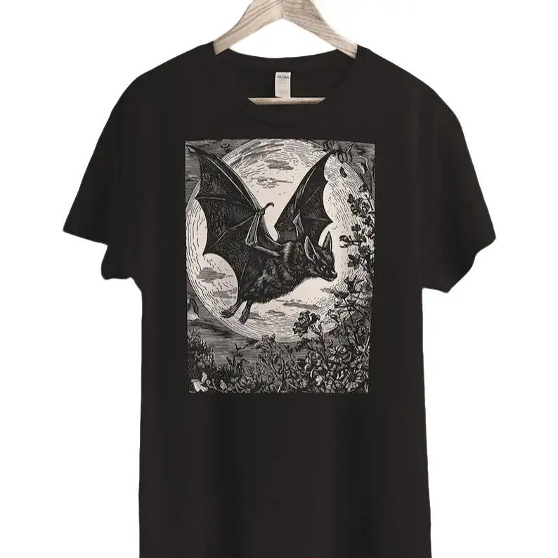 Medieval Bat T-Shirt, Goblincore Aesthetic Sweatshirt, Dark Cottagecore Tee, Whimsigoth Gothic T-shirt, Dark Academia...