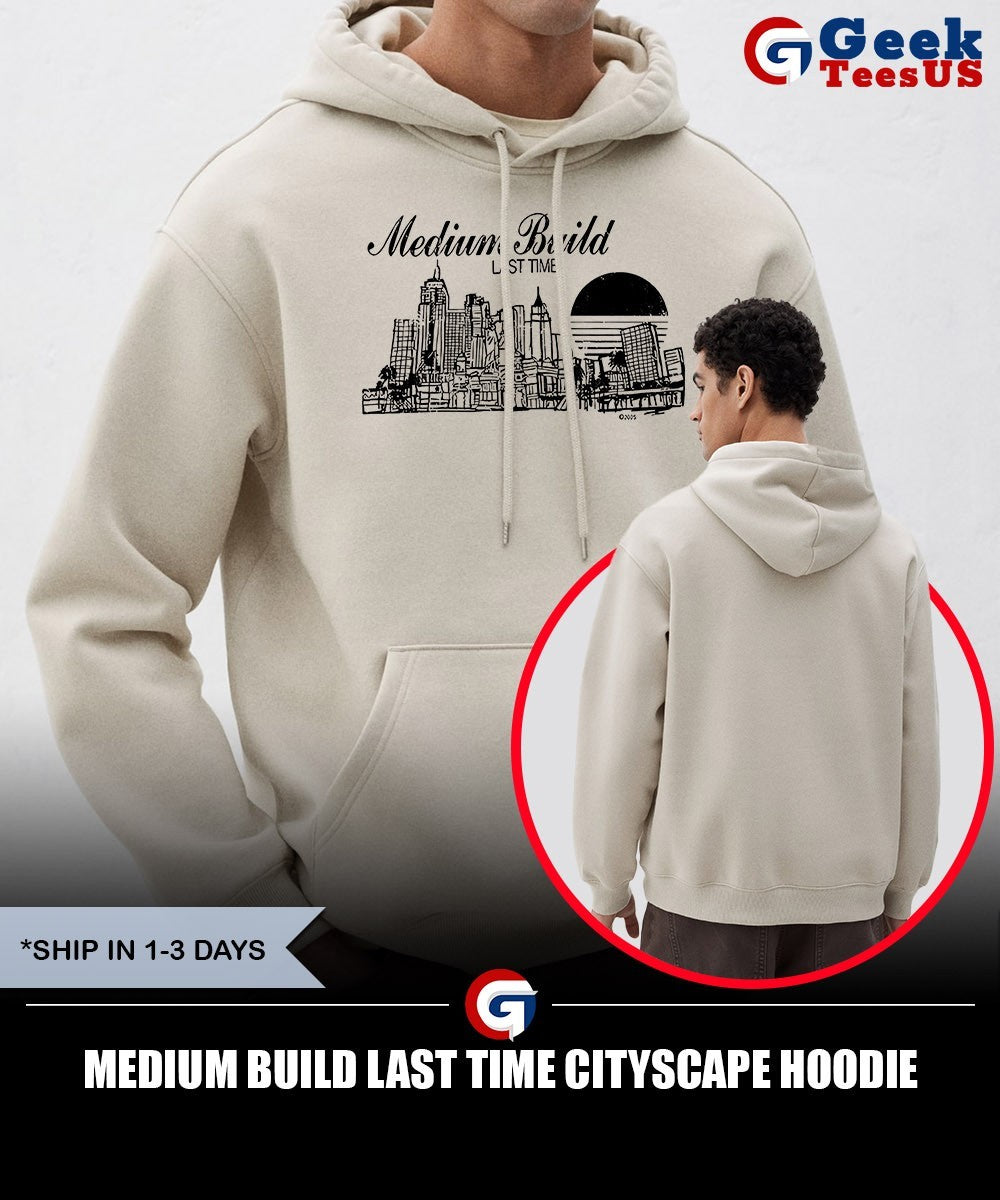 Medium build last time cityscape shirt