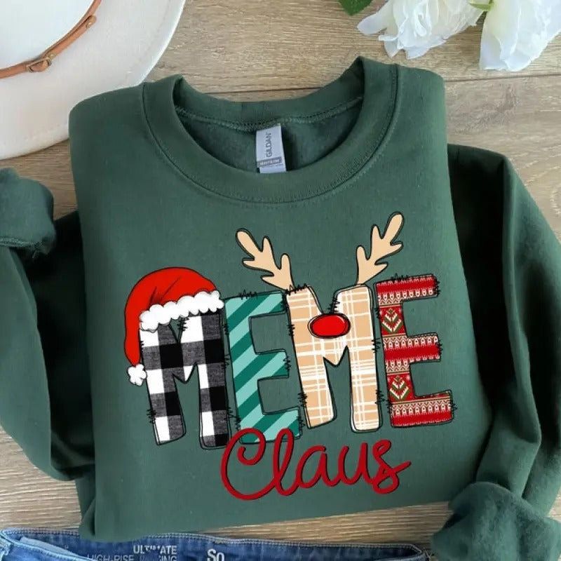 Meme Claus Sweatshirt, Meme Claus Christmas Shirt, Meme Claus Shirt, Grandma Christmas Shirt, Grandma Christmas Gift,...