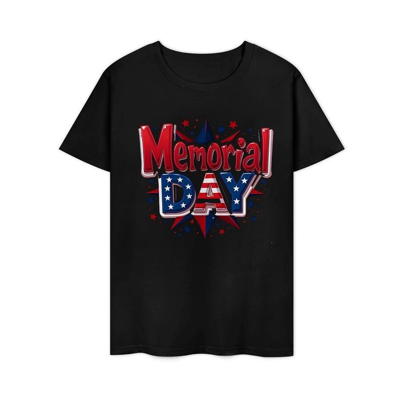 Memorial Day T-shirt 3D Print Short Sleeve Tees Casual Crewneck Pullover Tops Cute Graphic Cotton Tops Hoodie, Sweatshirt