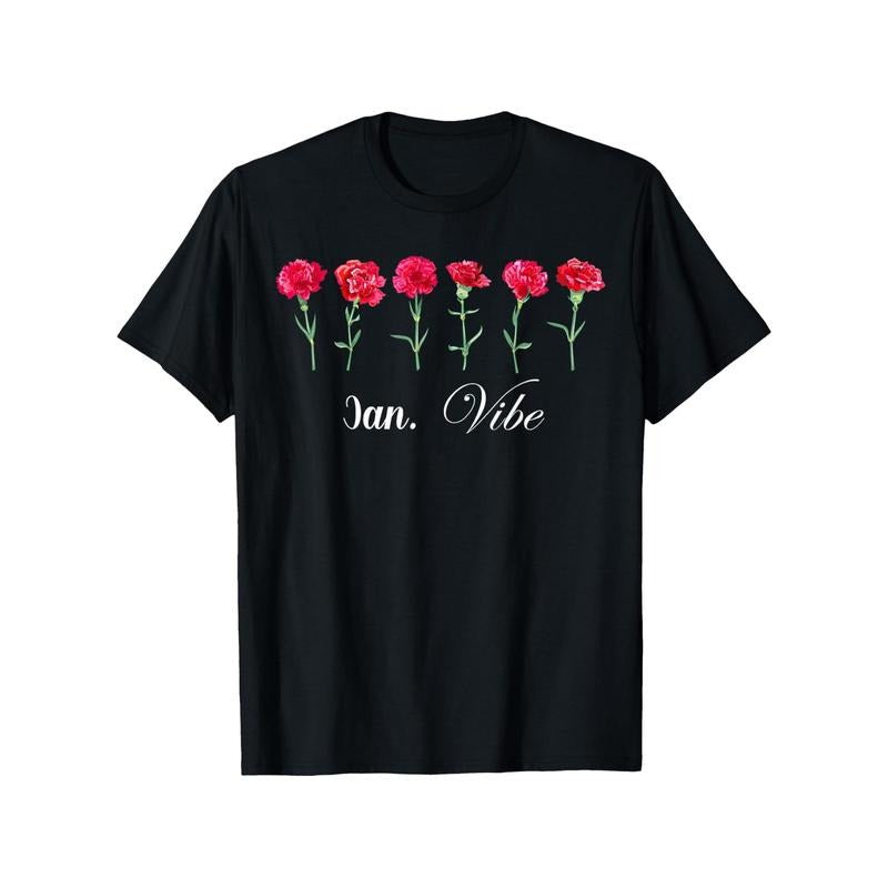Men & Women January Birth Month Carnation Flower T-Shirt for