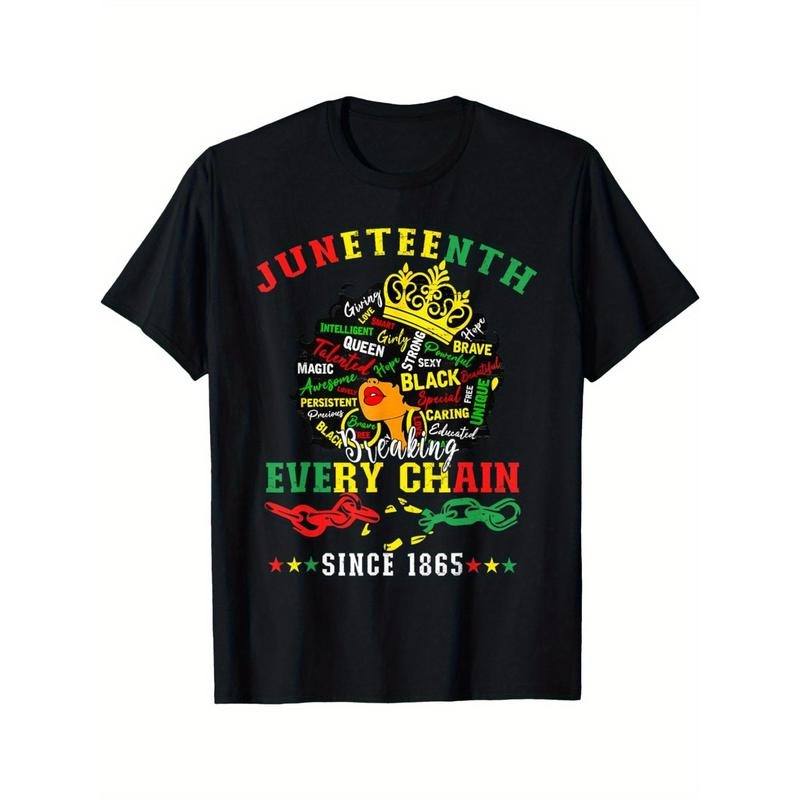Men & Women Juneteenth African American Freedom 1865 Graphic T-Shirt - Bold "Every Chain Broken" Design with Crowns &...