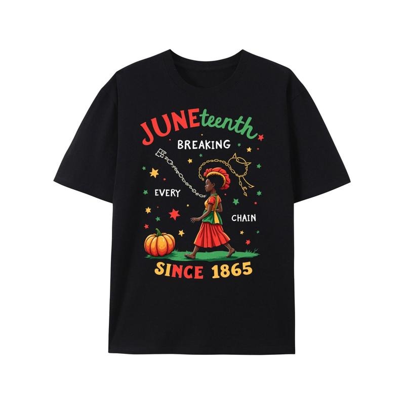 Men & WomenJuneteenth Breaking Every Chain Since 1865 T-Shirt - Vibrant Graphic Print Cotton Tee, Unisex Regular Fit...