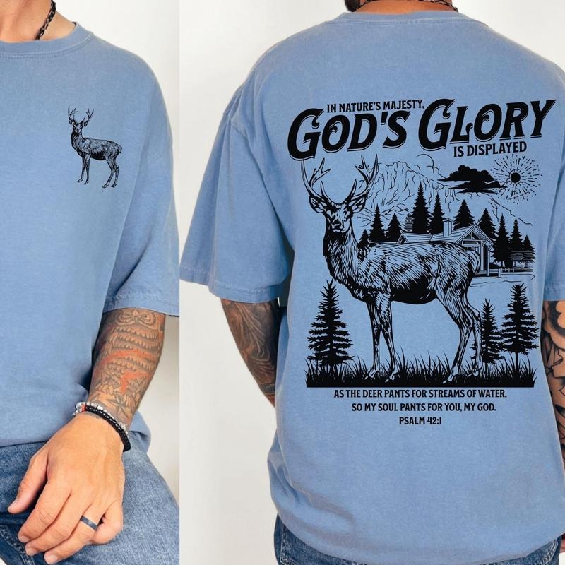 Men Christian Deer Shirt, Christian for Hunting Tshirt for Men, Bible Verse T-shirt, Jesus Tee Man Baptism Gift for...