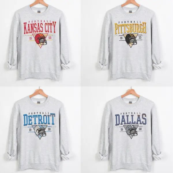 All Teams Football Sweatshirt Vintage Style, Unisex Women/ Men Shirt, Gift For Fan, Classic Cotton Menswear Embroidered...