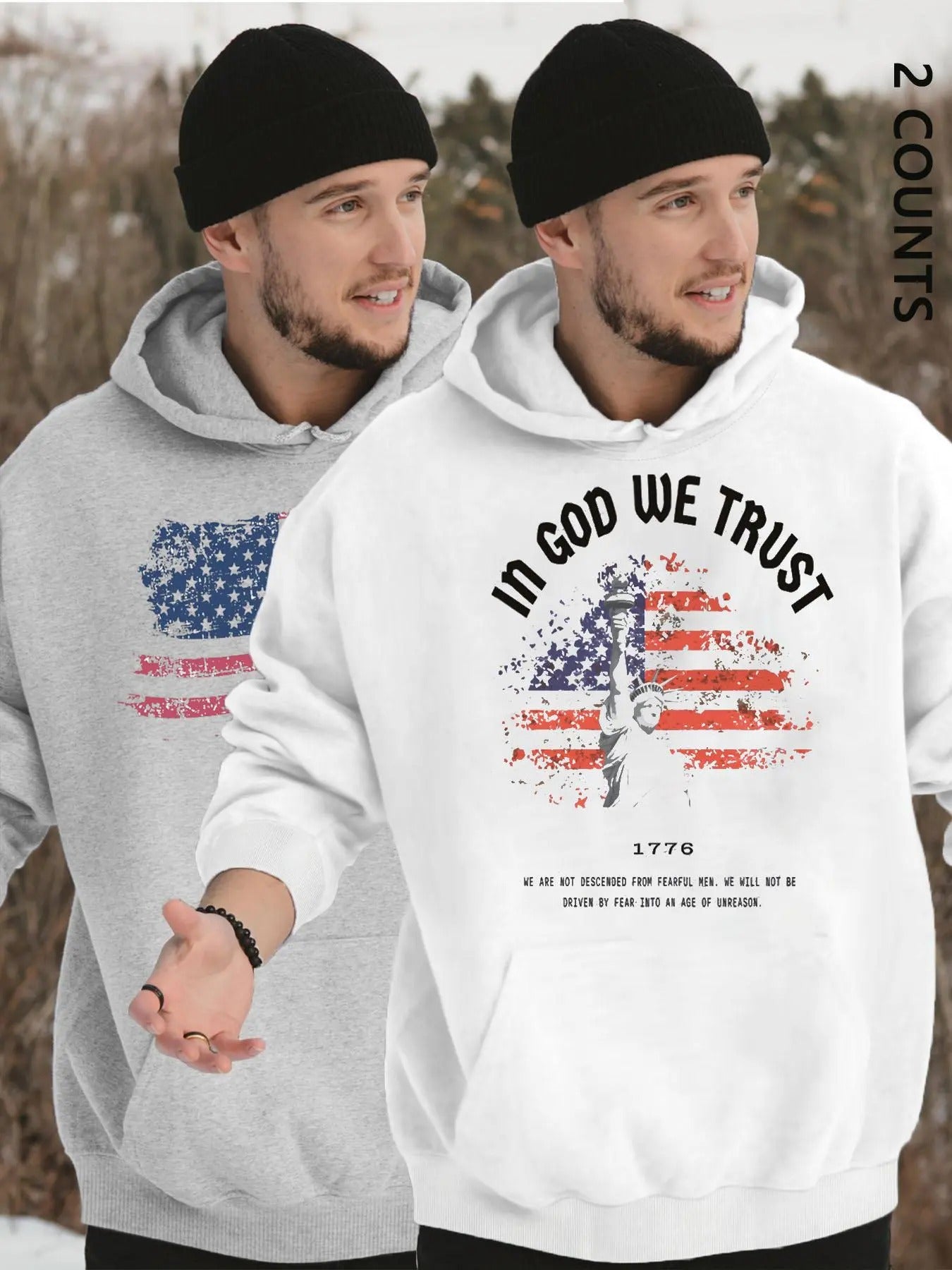 Men's American Flag Print Drop Shoulder Hoodie, Fashion Casual Regular Fit Drawstring Pocket Hooded Sweatshirt for Daily...