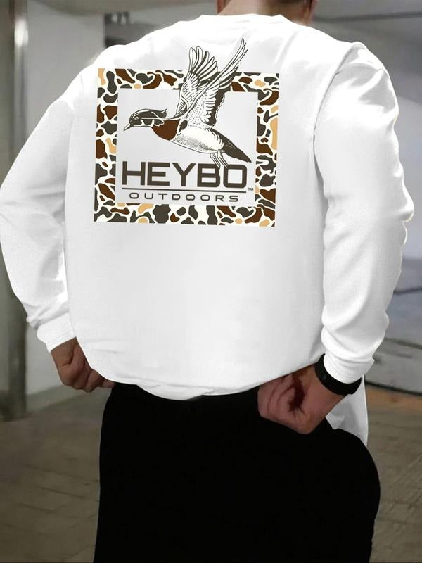 Men's American Flag Print Round Neck Long Sleeve Tee, Regular Fit Casual Crew Neck T-shirt for Spring & Fall, Fashion...