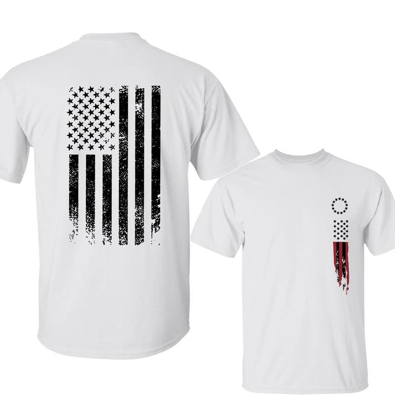 Men's American Flag Print T-Shirt, Short Sleeve, Casual Fit for All Seasons Hoodie, Sweatshirt | HypeDripTees.com