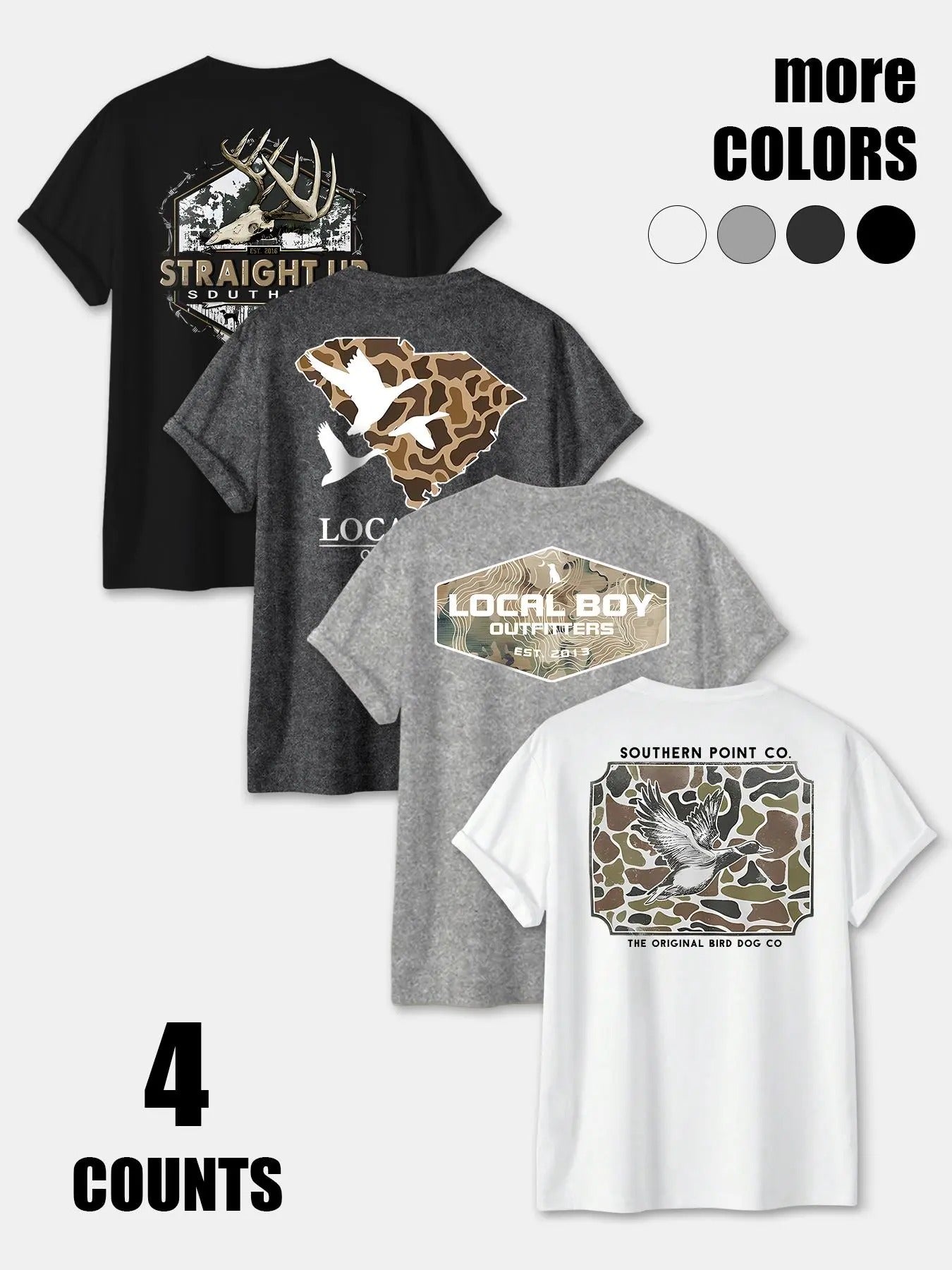 Men's Bird & Camo Print Round Neck Graphic Tee, Loose Casual Short Sleeve T-shirt for Summer, Men's Top for Daily Wear,...