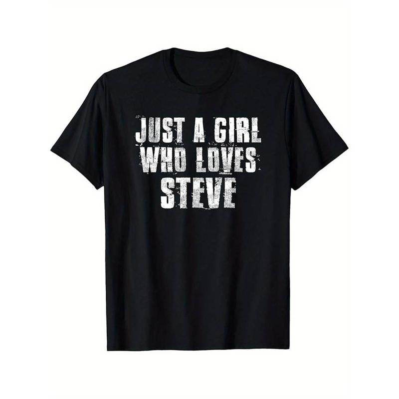 Men's Black Cotton Crew Neck T-Shirt with "Just a Guy Who Loves Steve" Print Hoodie, Sweatshirt | HypeDripTees.com