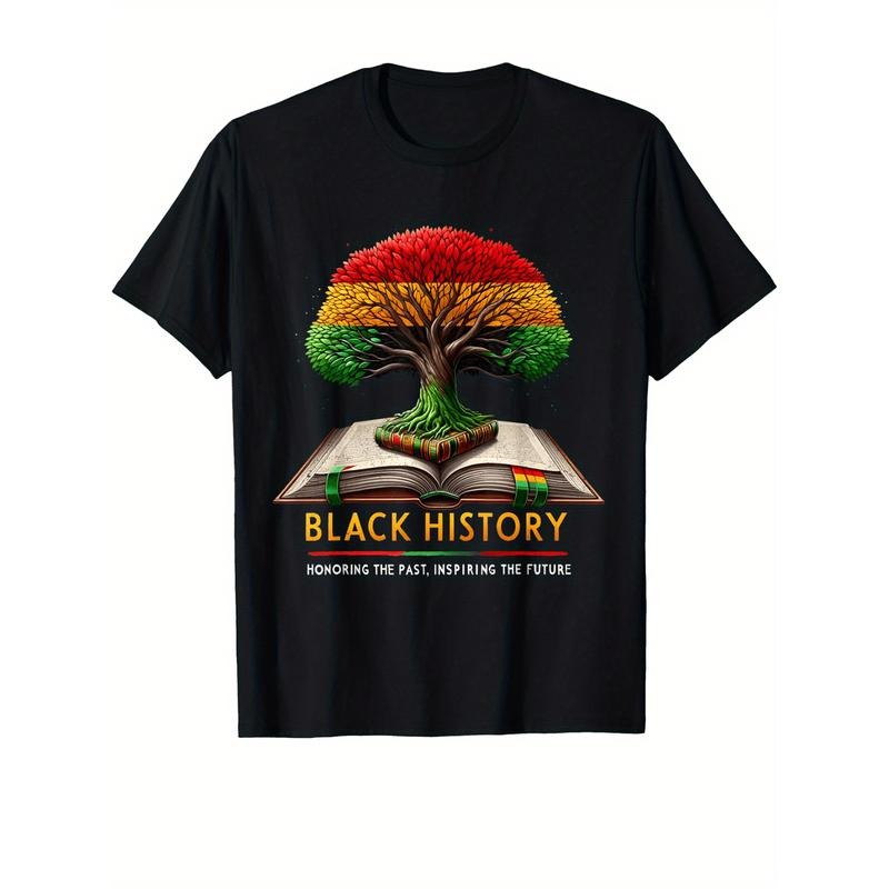 Men's Black History Pride T-Shirt - Soft Cotton, Breathable, Casual Sporty Design with "Black History" Graphic & Tree...