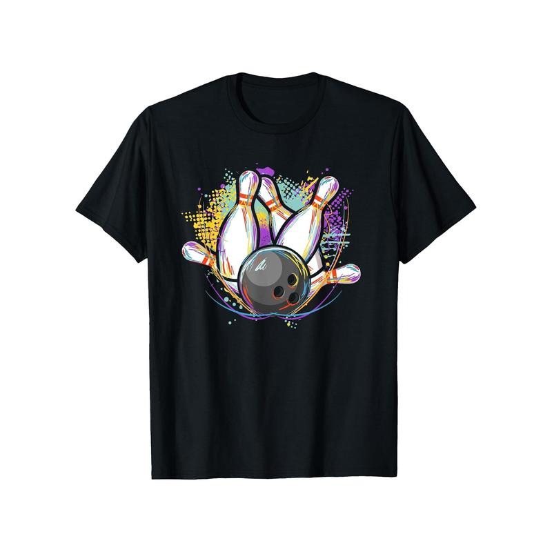 Men's Bowling Team Graphic Tee - 100% Cotton, Casual Round Neck Short Sleeve T-Shirt for Summer made in usa Hoodie,...