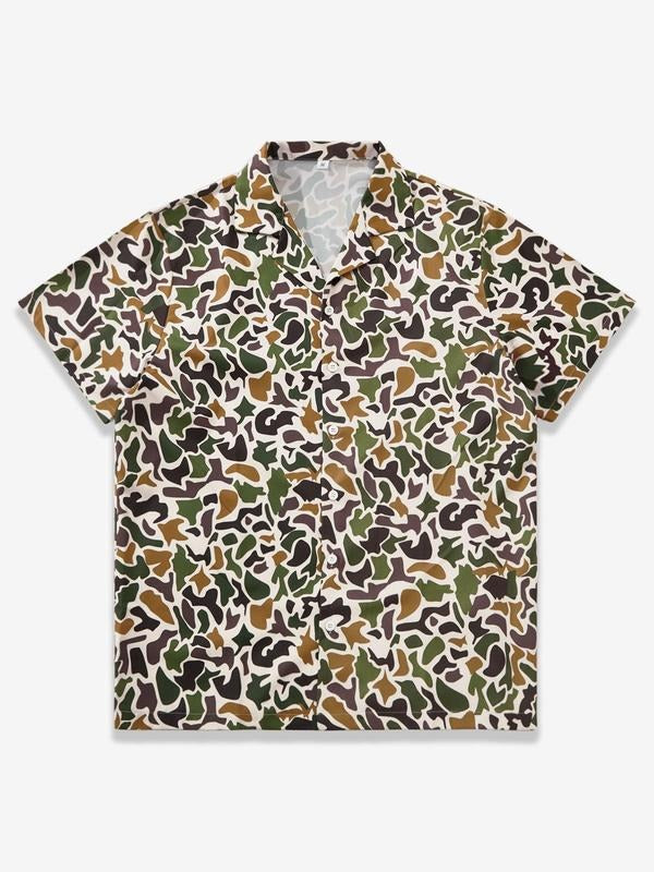 Men's Camo Print Short Sleeve Shirt, Regular Fit Casual Comfy Top for Summer, Men's Clothes for Daily Wearstyle{n002}2...