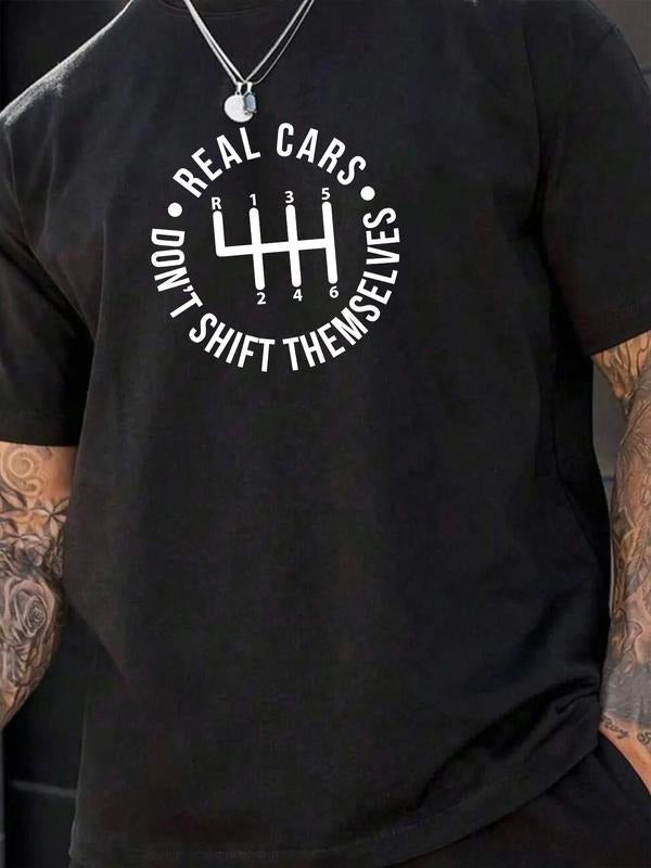 Men's Car Print Round Neck Graphic Tee, Loose Casual Short Sleeve T-Shirt for Summer, Men's Top for Daily Wear, Tropical...