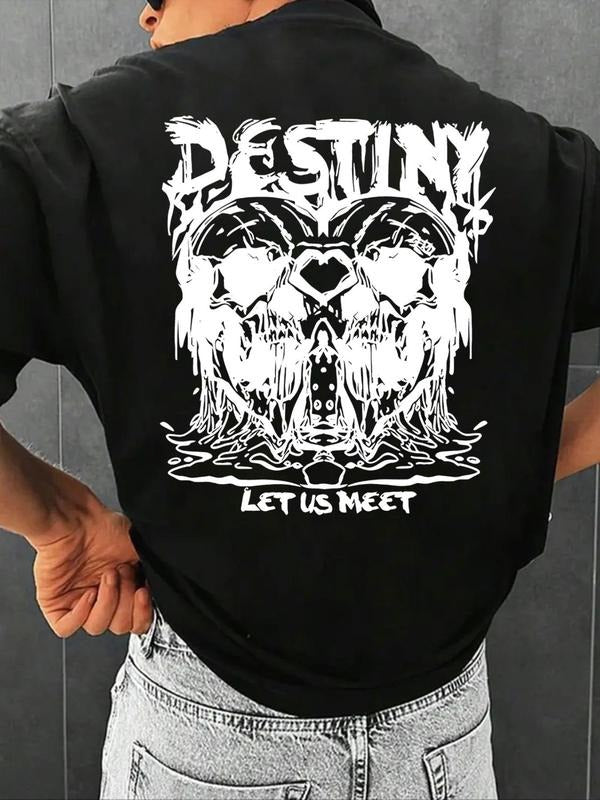 Men's Cartoon & Letter Print Graphic Tee, Casual Loose Short Sleeve T-shirt for Summer, Men's Top for Daily Wear Hoodie,...