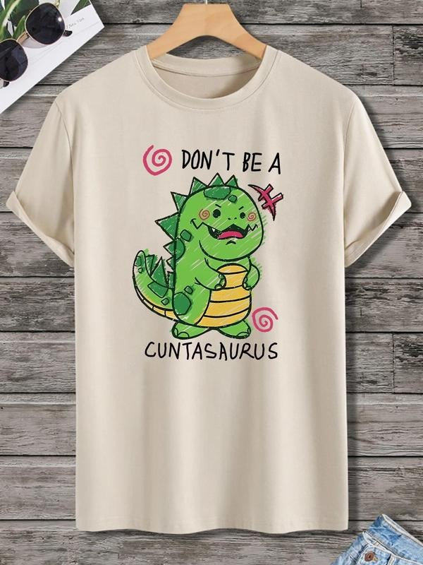 Men's Cartoon Dinosaur Graphic Print Round Neck Tee, Regular Fit Casual Fashion Short Sleeve T-shirt for Summer, Men's...