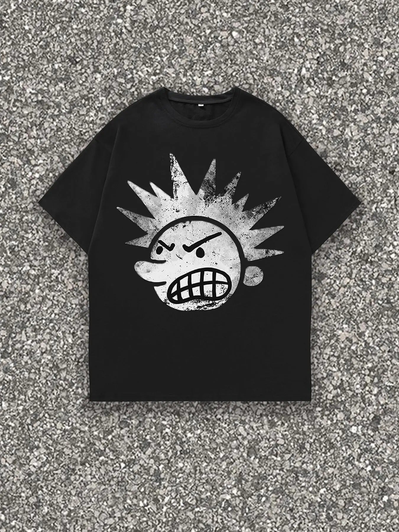 Men's Cartoon Face Print Round Neck Tee, Regular Fit Casual Short Sleeve Crew Neck T-shirt for Summer, Fashion Men's Top...