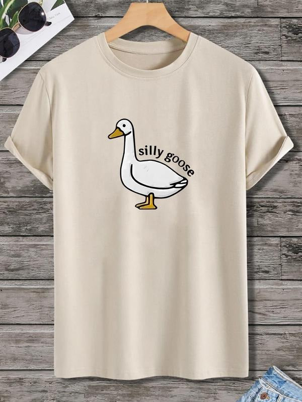 Men's Cartoon Goose Graphic Print Round Neck Tee, Regular Fit Casual Fashion Short Sleeve T-shirt for Summer, Men's Top...