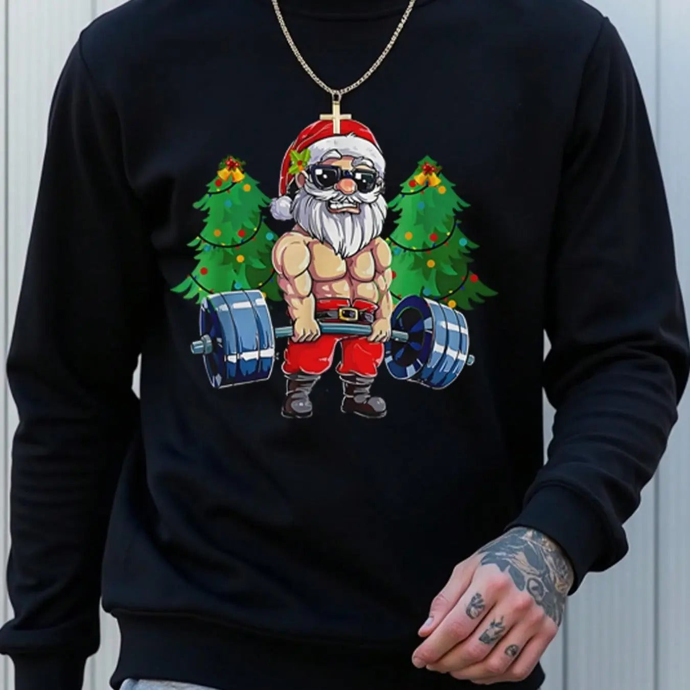 Men's Christmas Print Round Neck Thermal Lined Sweatshirt, Casual Regular Fit Long Sleeve Crew Neck Pullover for All...