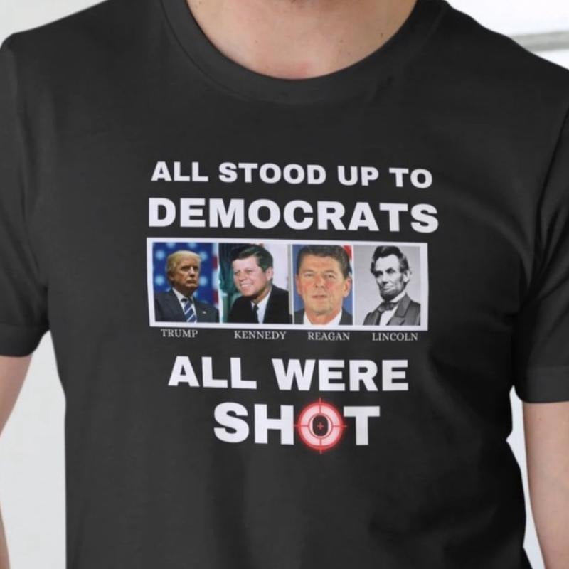 Men's Cotton T-Shirt - All Stood Up to Democrats Casual Menswear Hoodie, Sweatshirt | HypeDripTees.com