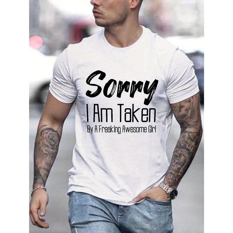 Men's Creative Graphic Print Short Sleeve Crew Neck T-Shirt