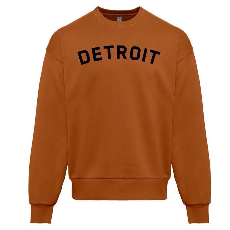 Men's Detroit Cozy Sweater Rust crewneck Sweatshirt Menswear, Classic Cotton Texture Hoodie Stylish graphic hoodies T-Shirts