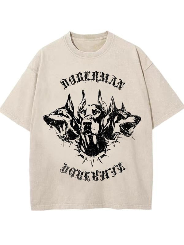 Men's Doberman Print Round Neck Graphic Tee, Loose Casual Short Sleeve T-shirt for Summer, Men's Top for Daily Wear,...