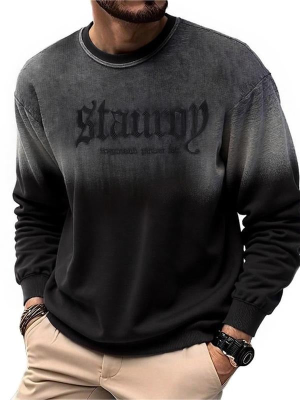 Men's Fall Winter Tie Dye Gradient Letter Embroidered Sweatshirt, Casual Fashion Round Neck Long Sleeve Top, Trendy...