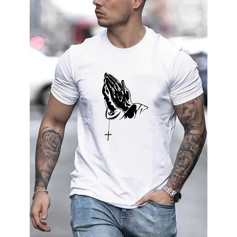 Men's Fashion Round Neck Short Sleeve Tee - Regular Fit T-Shirt Top for Spring Summer Holiday Leisure Vacation Hoodie,...