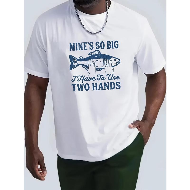 Men's Fish Graphic T-shirt, Casual Mid Stretch Breathable Tee, Men's Clothing For Summer Outdoor Made in USA Hoodie,...