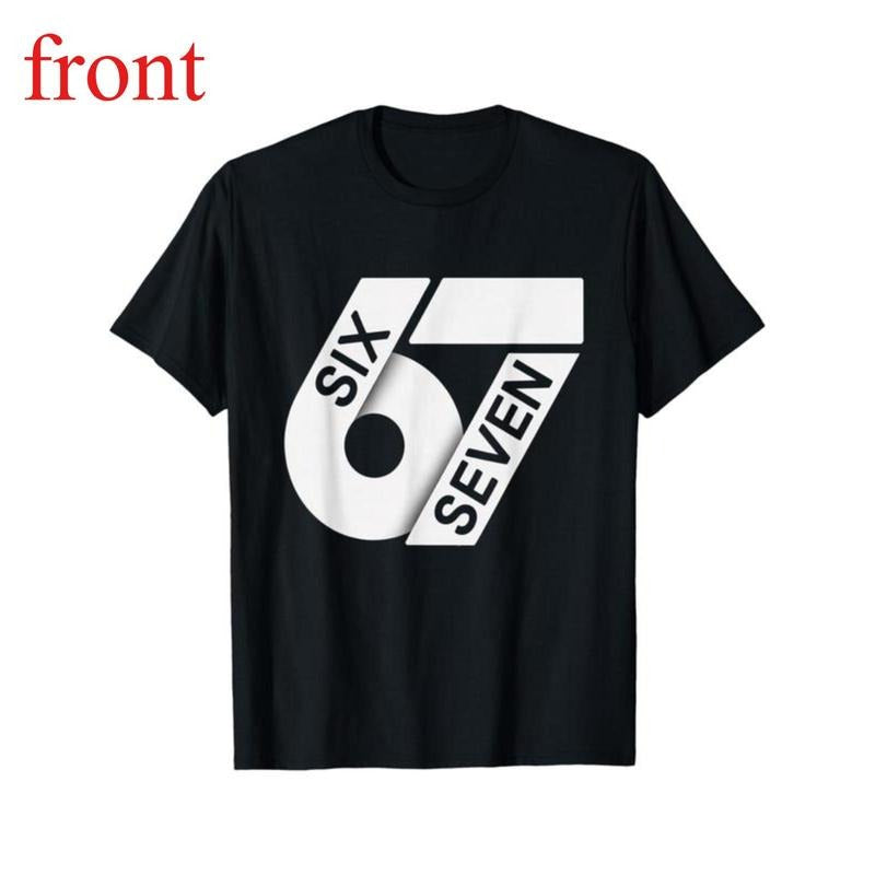 Men's Fun Six Seven Emoji T-Shirt - 67 Number Pattern Print, Featuring 6 & 7 Design, Casual Crew Neck Loose Fit T-Shirt,...