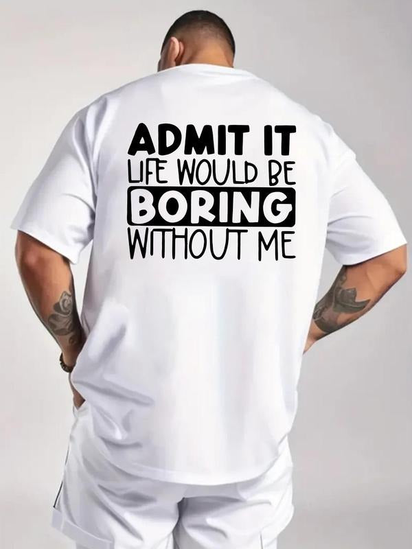 Men's Graphic Print Round Neck Tee, Loose Casual Fashion Short Sleeve T-shirt for Summer, Men's Top for Daily Wear...