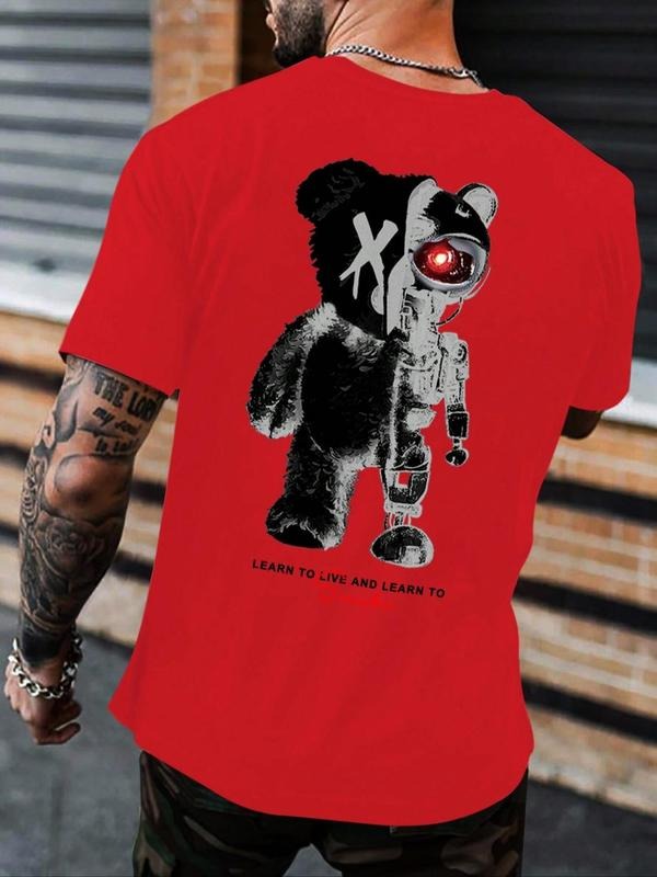 Men's Graphic Print Round Neck Tee, Regular Fit Casual Fashion Short Sleeve T-shirt for Summer, Men's Top for Daily Wear...