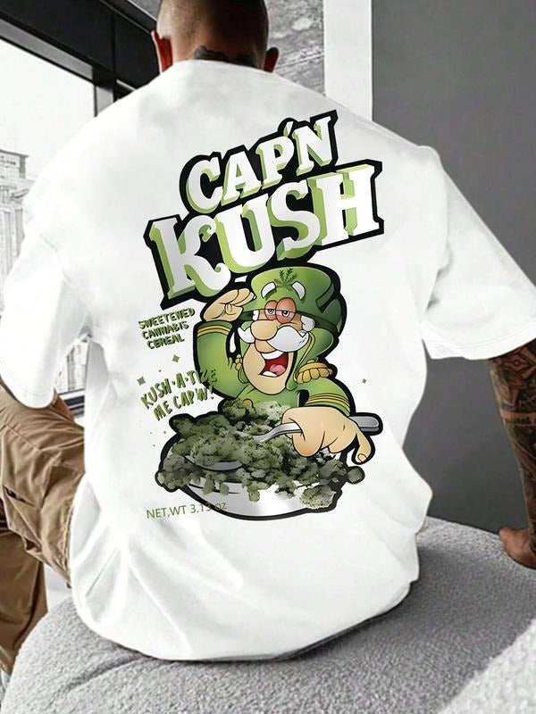 Men's Graphic Round Neck Tee, Regular Fit Casual Short Sleeve T-shirt, Men's Summer Top for Daily Wear Hoodie, Sweatshirt