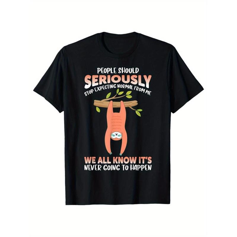 Men's Graphic Sloths Print Cotton T-shirt, Casual Short Sleeve Crew Neck Tee for Outdoor Activities made in usa Hoodie,...
