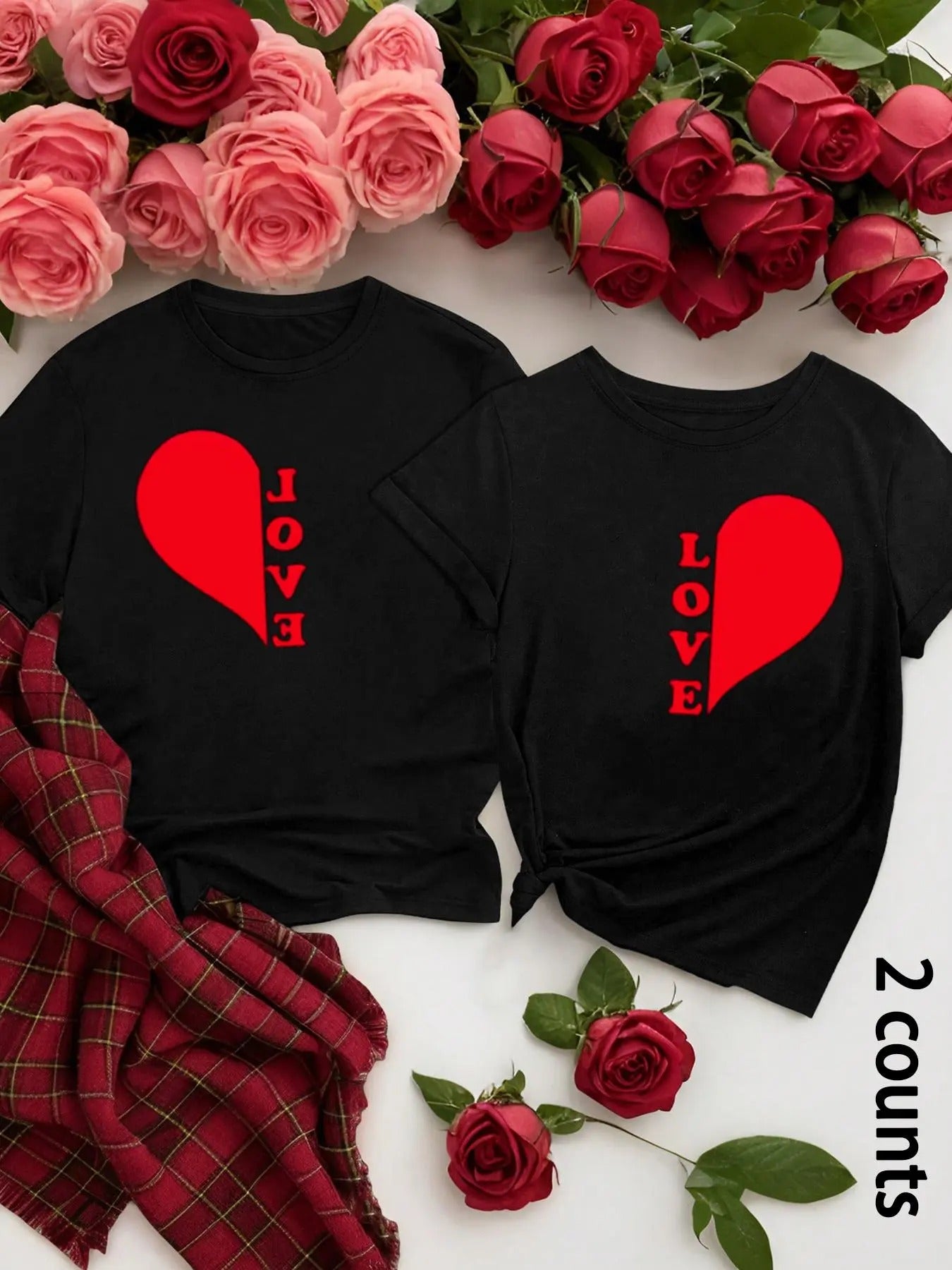Men's Heart & Letter Print Short Sleeve Tee, Casual Regular Fit Round Neck T-shirt for Daily Wear, Men's Top for All...