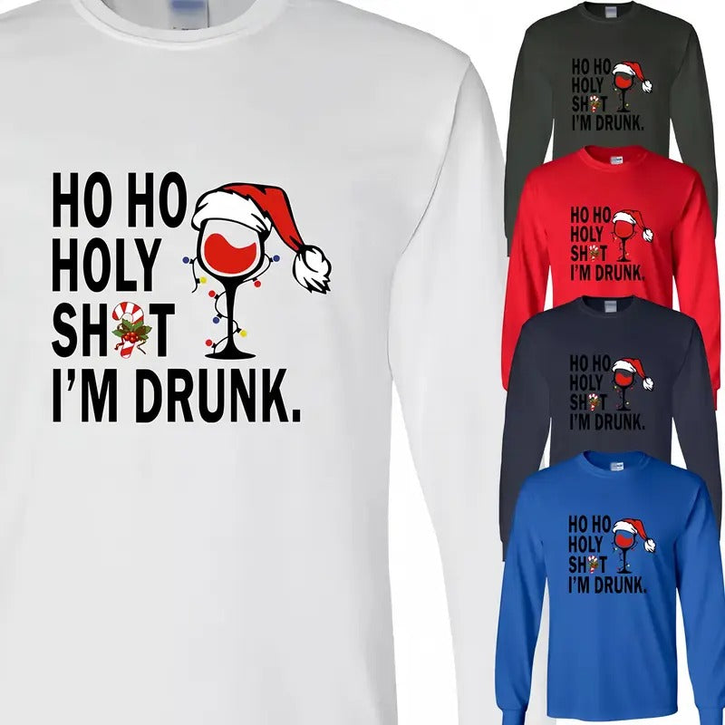 Men's Ho Ho Funny Santa Chirtmas Full Sleeve T-Shirt USA Xmas New Gift Unisex Hoodie, Sweatshirt | HypeDripTees.com
