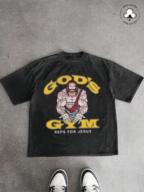 Jesus & Letter Print Round Neck Regular Fit Casual Short Sleeve Summer Top Daily Tropical Cotton T-Shirts, Hoodie, Sweatshirt