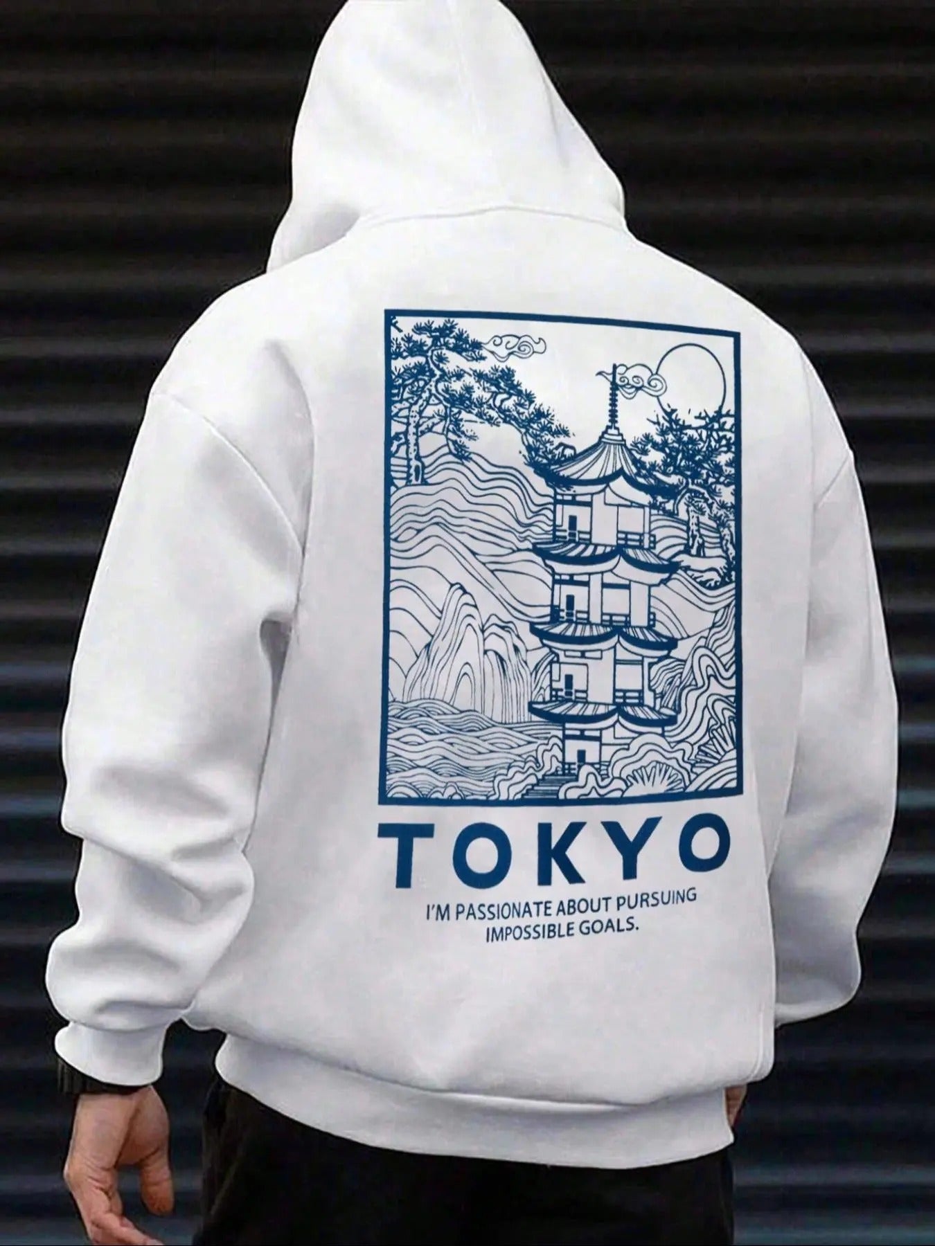 Men's Letter & Building Print Drop Shoulder Lounge Hoodie, Regular Fit Casual Drawstring Pocket Hooded Sweatshirt for...