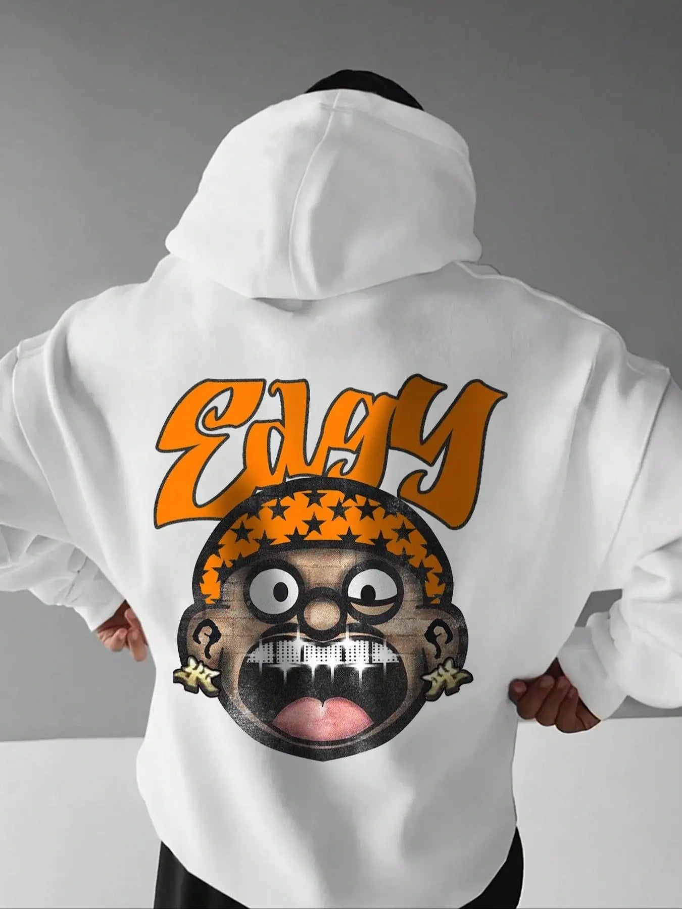 Men's Letter & Cartoon Print Drawstring Hoodie, Regular Fit Casual Long Sleeve Hooded Sweatshirt for Fall & Winter, Men's...