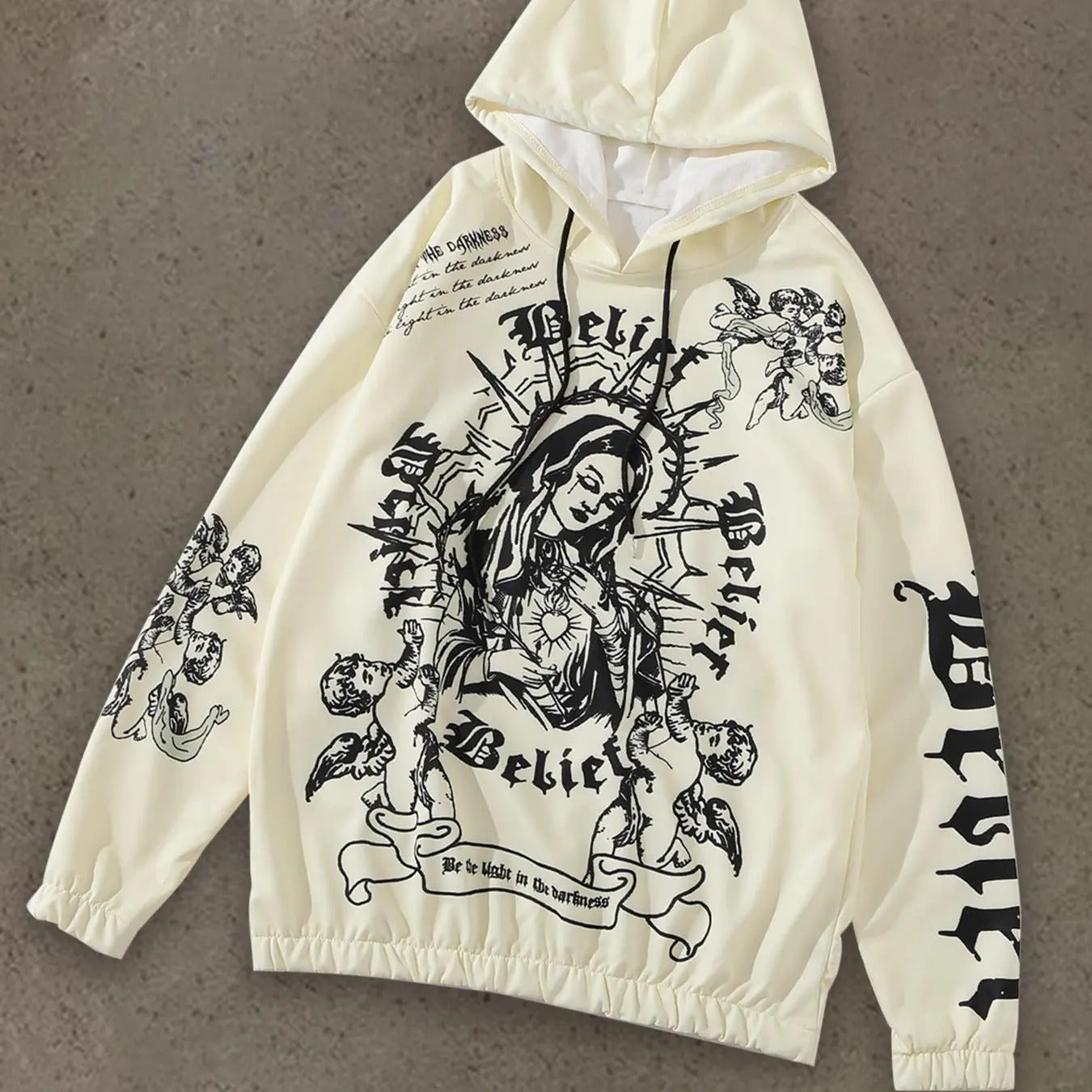 Men's Letter & Figure Print Drawstring Hoodie, Casual Regular Fit Long Sleeve Hooded Sweatshirt for Daily Wear, Men's Top...