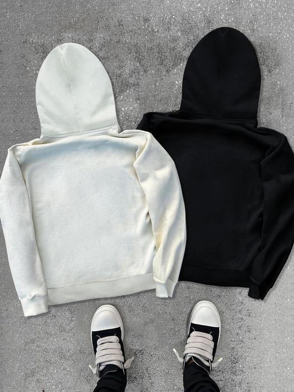 Men's Letter & Figure Print Drop Shoulder Thermal Lined Hoodie, Fashion Casual Regular Fit Hooded Sweatshirt for Daily...