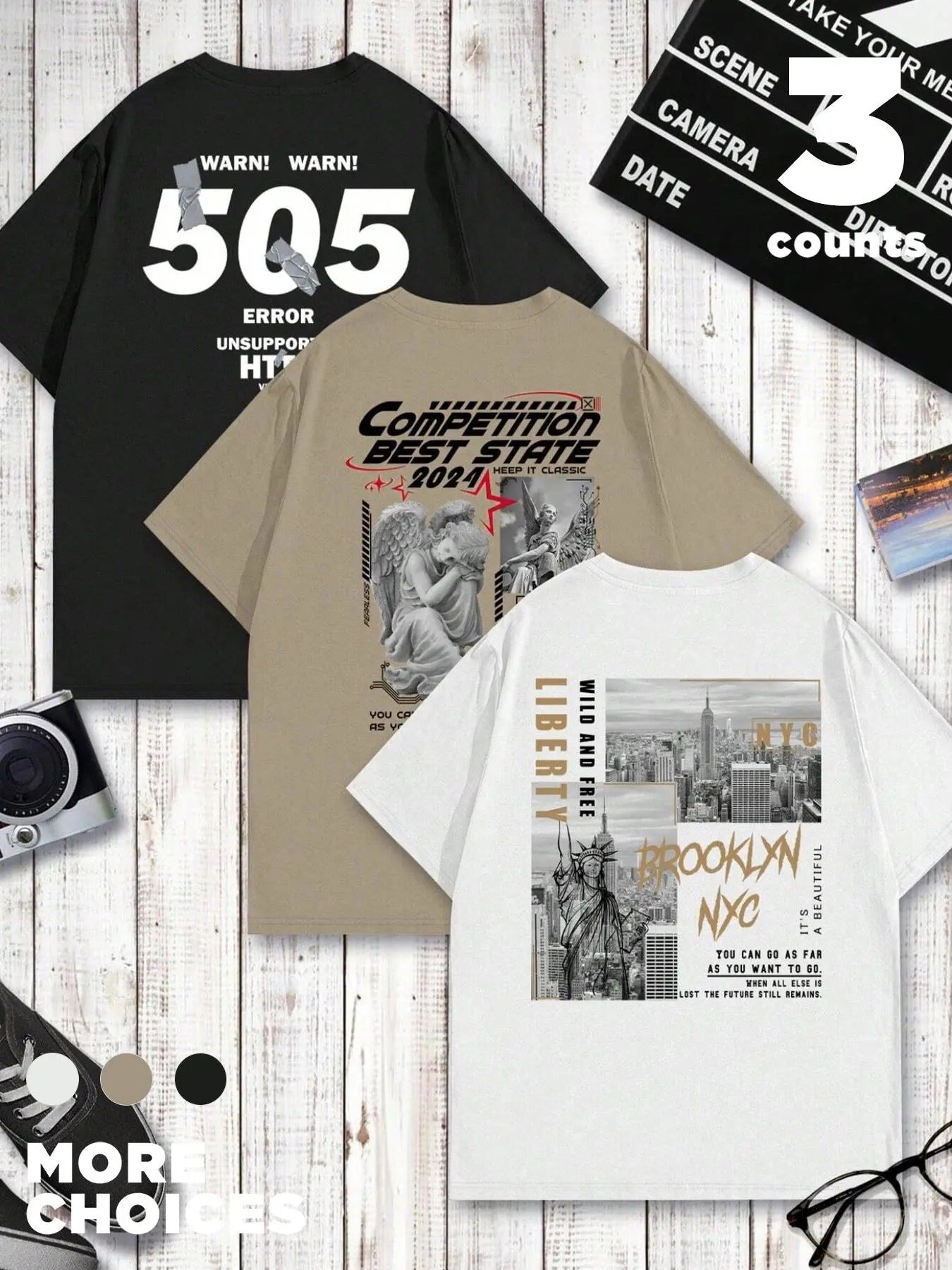 Letter & Figure Print Short Sleeve Regular Fit Casual Street Round Neck Summer Top Daily T-Shirts, Hoodie, Sweatshirt