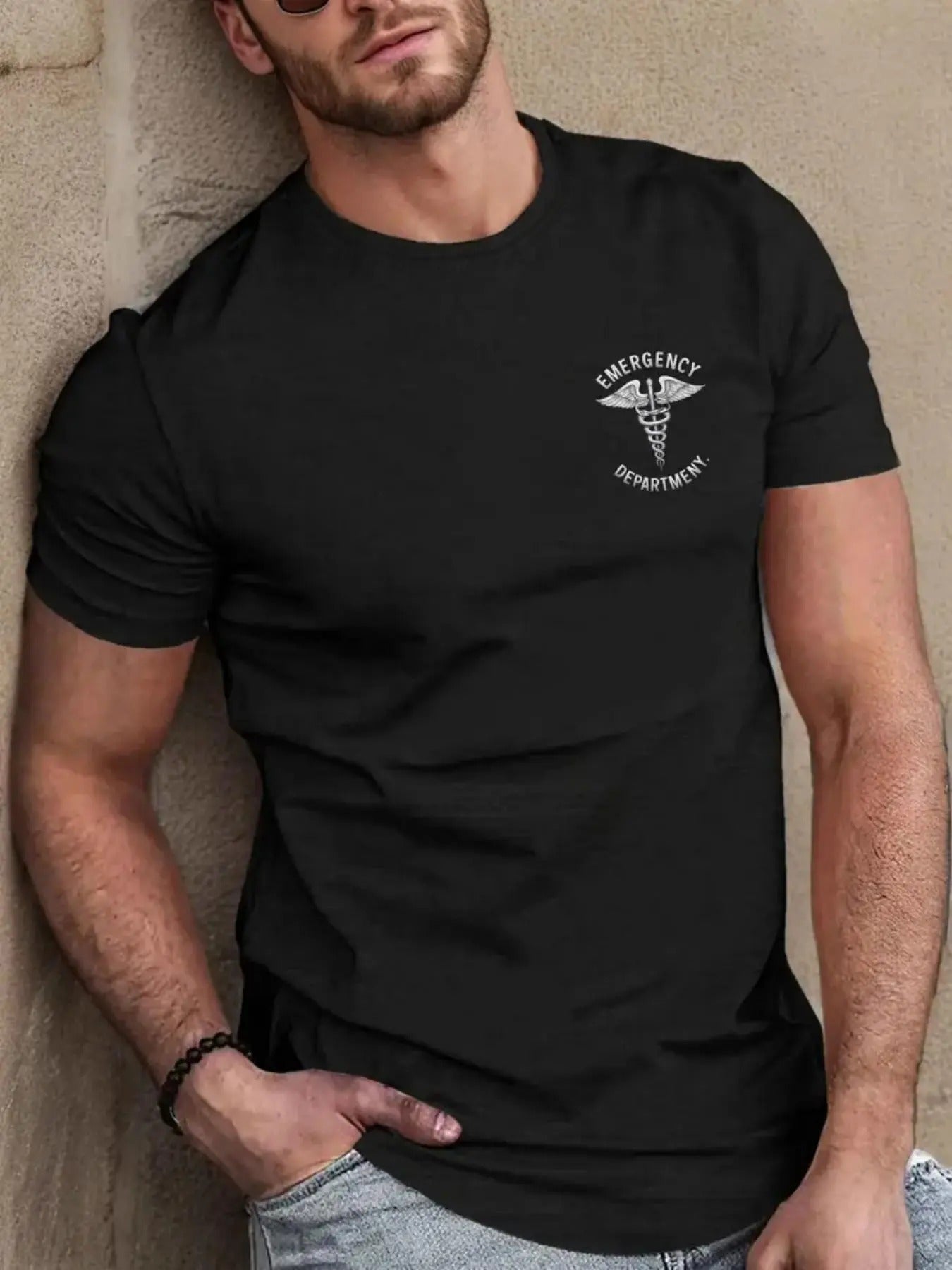 Men's Letter & Graphic Print Round Neck Tee, Loose Casual Short Sleeve T-shirt for Summer, Men's Top for Daily Wear style...