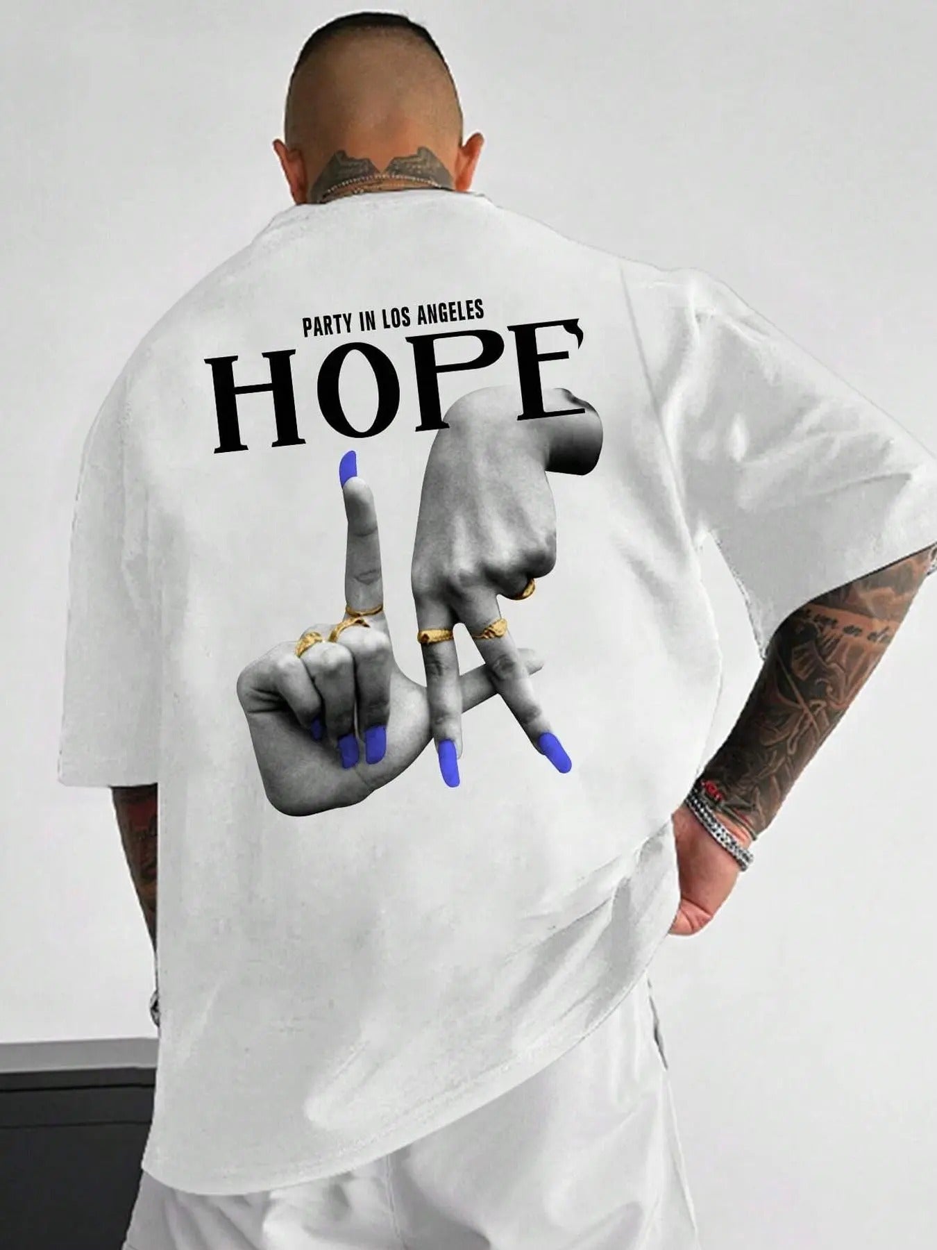 Men's Letter & Hand Print Round Neck Graphic Tee, Regular Fit Casual Fashion Short Sleeve T-shirt for Summer, Men's Top...