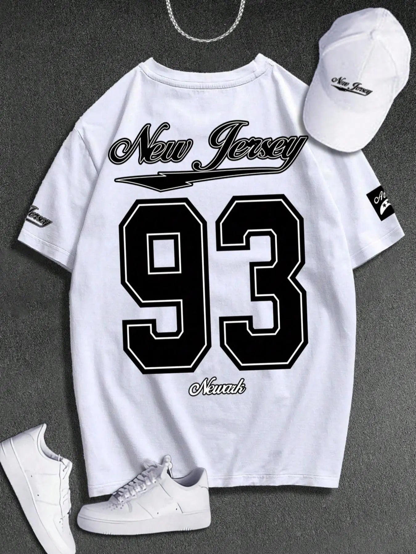 Men's Letter & Number Print Round Neck Tee, Regular Fit Street Fashion Short Sleeve Crew Neck T-shirt for Summer, Fashion...